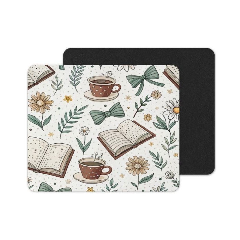 Books‎ And Coffee Mouse Pad: Vibrant Neoprene Computer Accessory